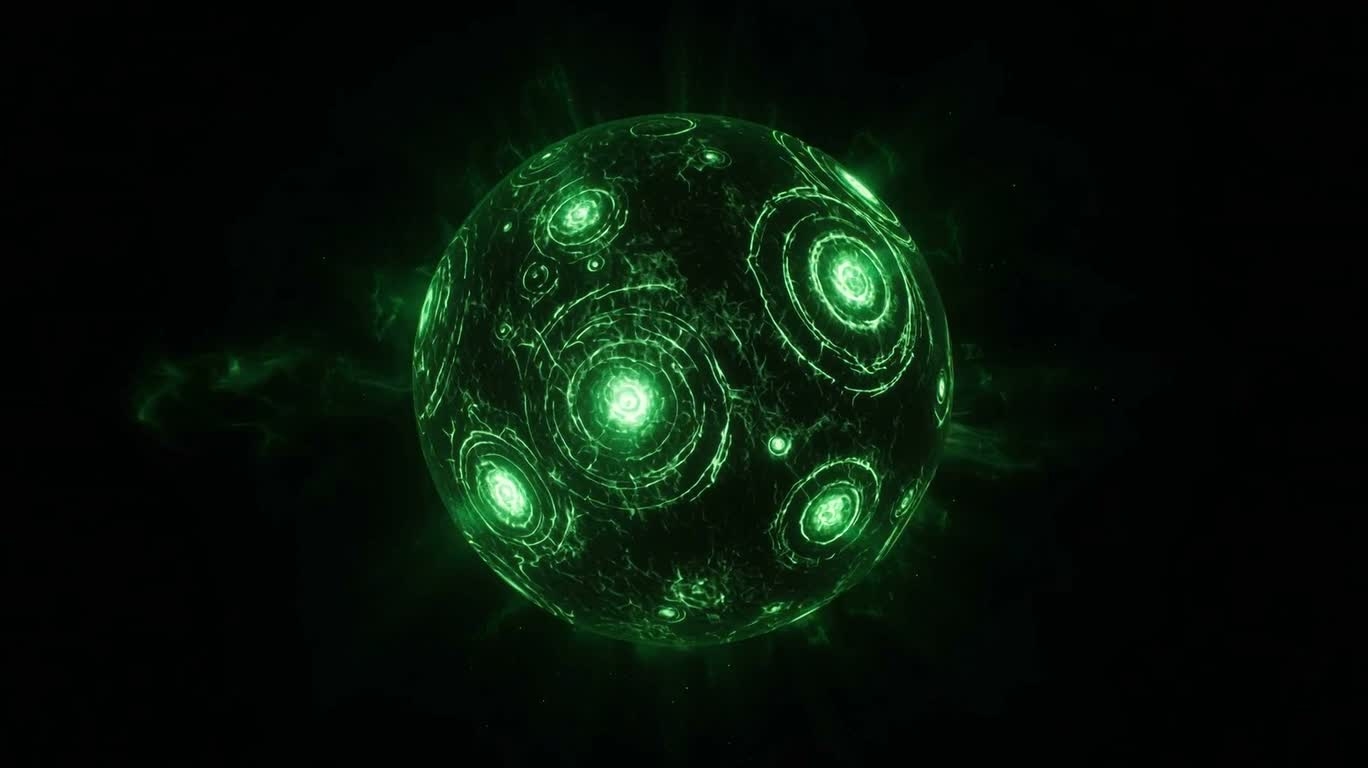 邪光绿 orb 的黑暗奇幻显现 — AI video creation