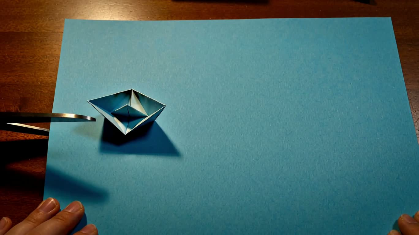剪刀划开纸上河流 — AI video creation