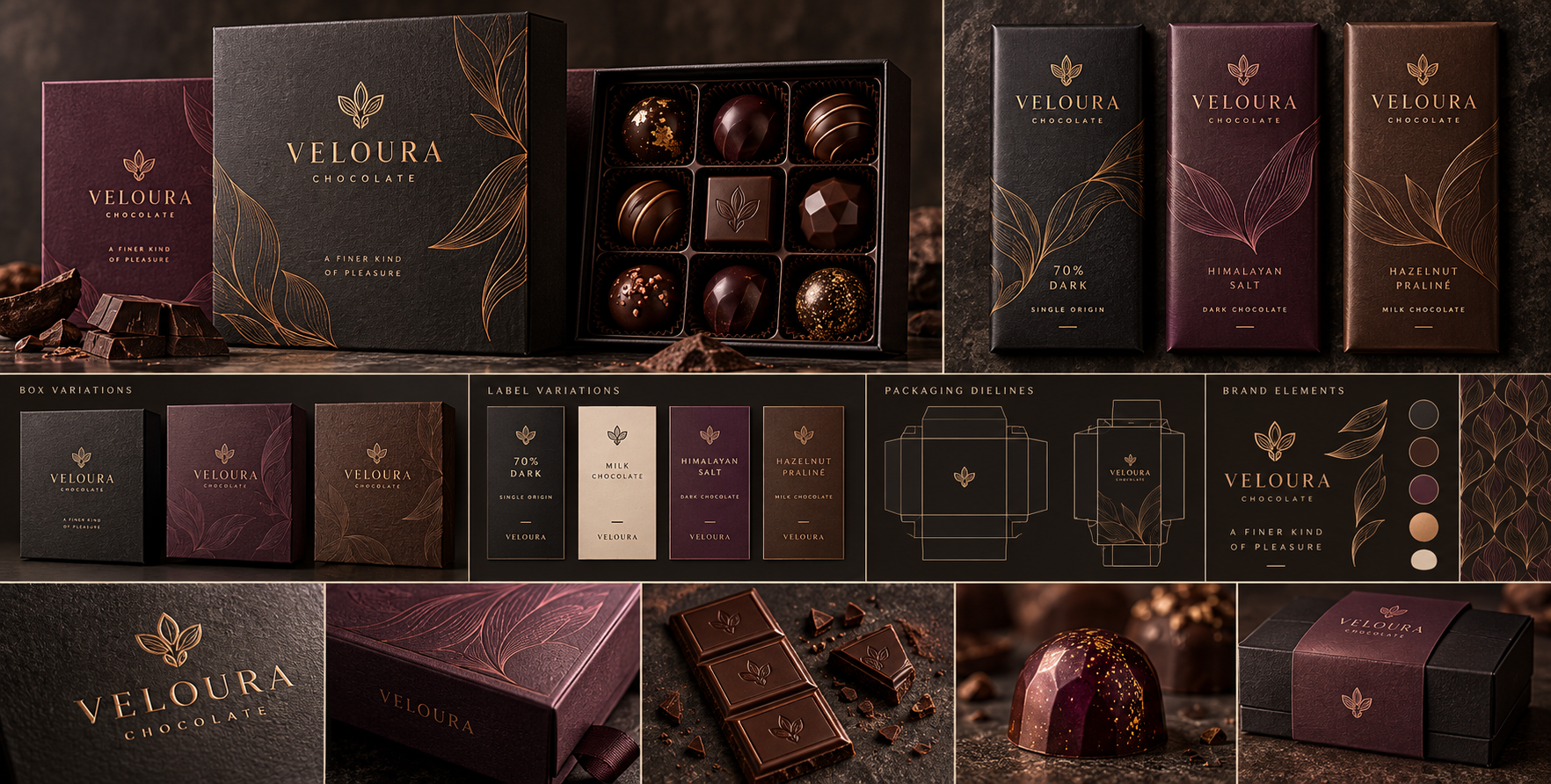 Veloura 奢华巧克力包装设计全案 — AI image creation