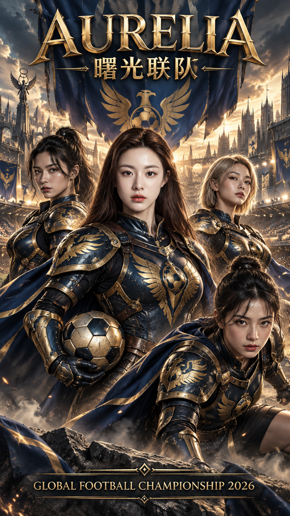 虚构成年足球队中世纪史诗海报 — AI image creation