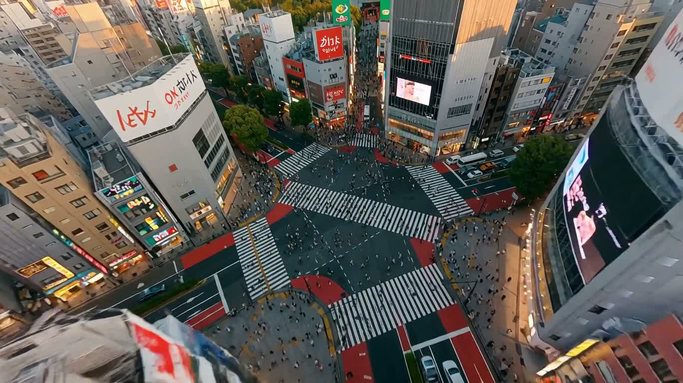 东京无剪辑 FPV 城市穿越 — AI video creation