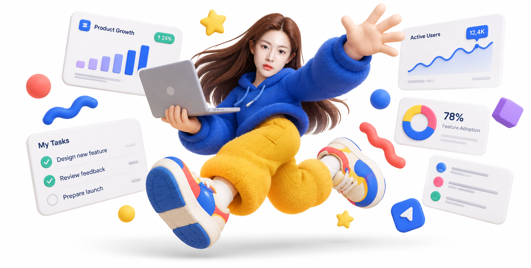 多巴胺软雕塑风成年SaaS设计师3D主视觉 — AI image creation
