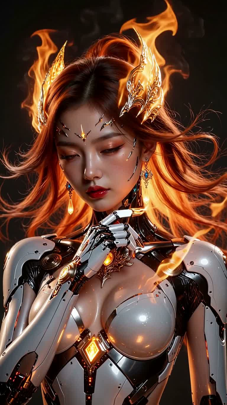 Chân dung nữ giới cyber với mái tóc rực lửa
