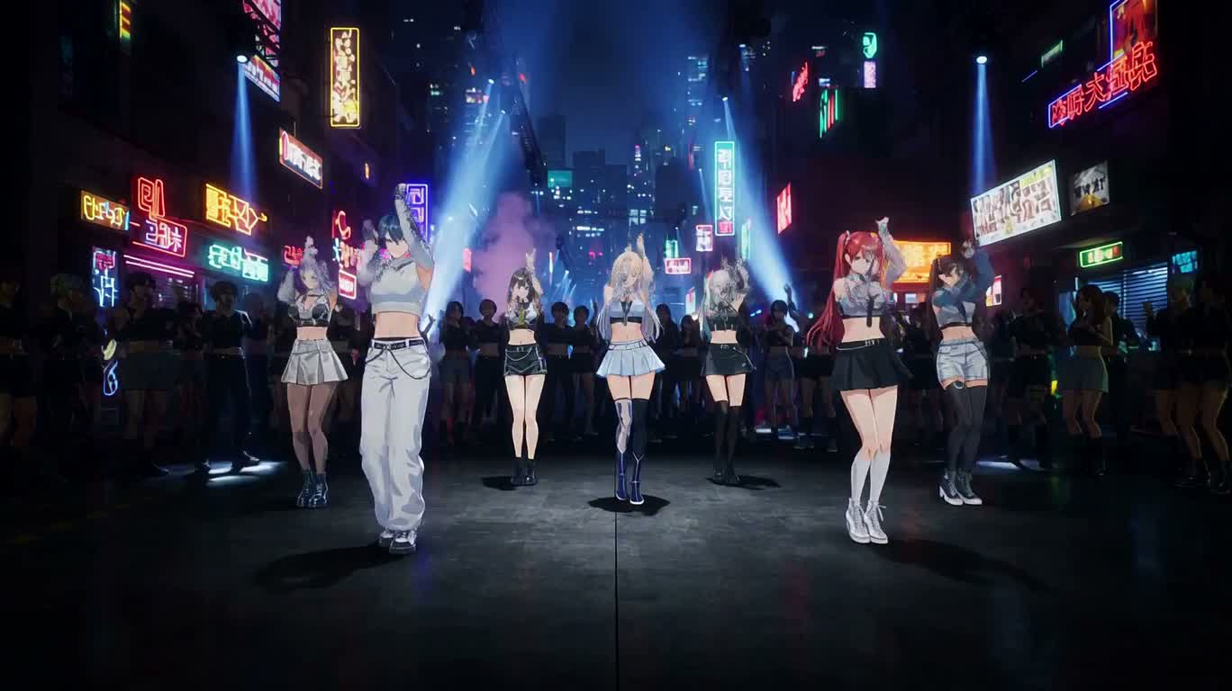 Neon Cyber Street Dance Carnival — AI video creation