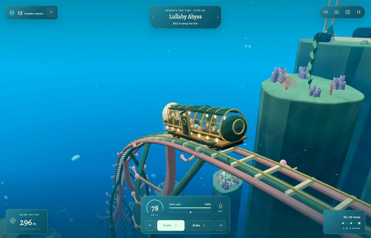 Ghibli-themed underwater train sim game — AI video creation