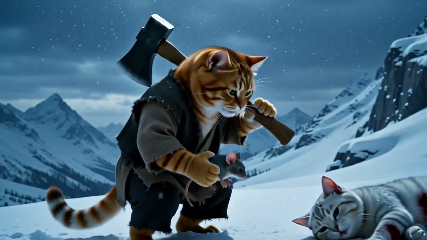 雪山猫侠与灰鼠复仇 — AI video creation
