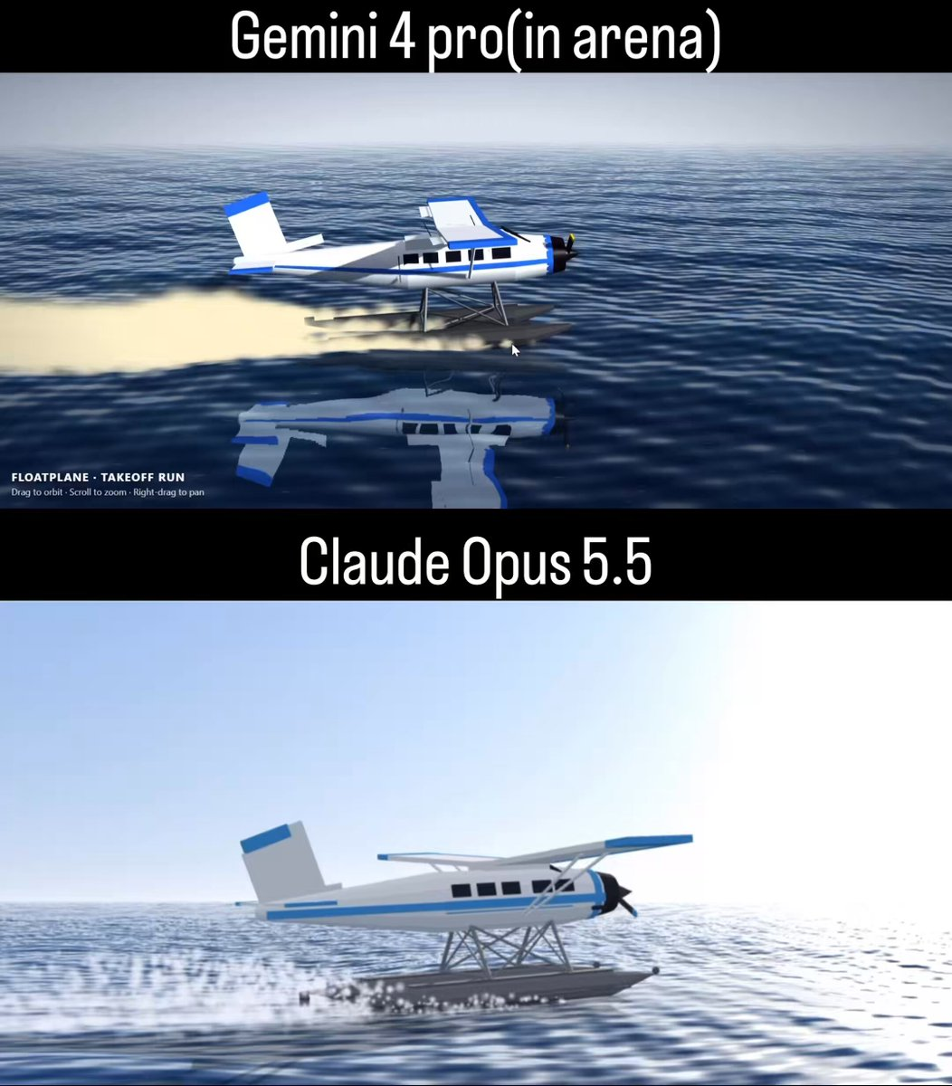 水上飞机物理模拟:Gemini对比Opus — AI video creation