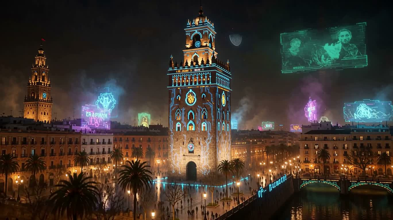 Cyber Golden Tower Night