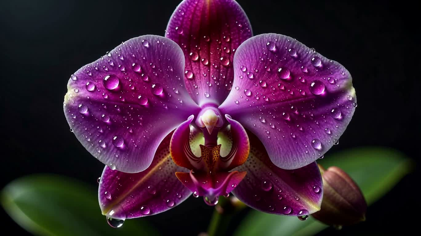 Métamorphose lumineuse de l'orchidée pourpre — AI video creation