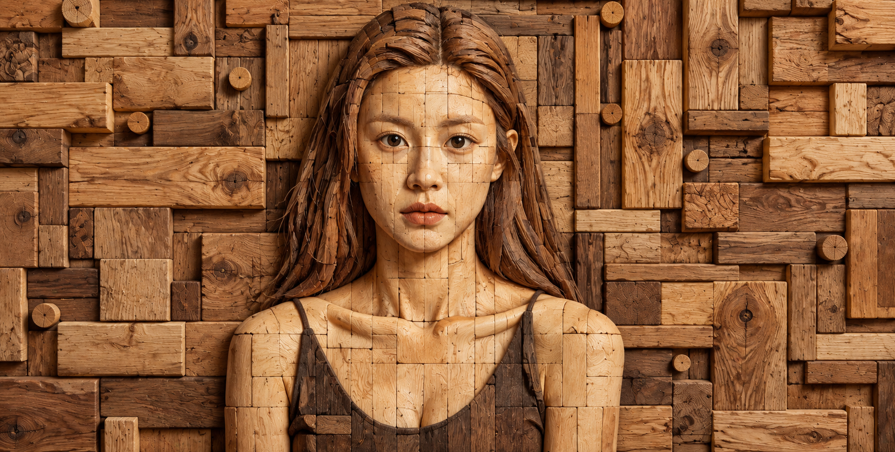 通用模块化木质拼装浮雕 — AI image creation