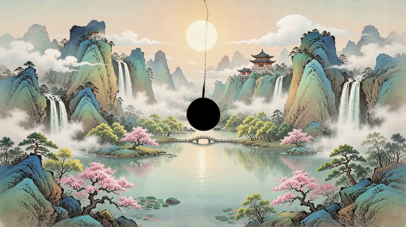 墨韵山水，春色渐开 — AI video creation