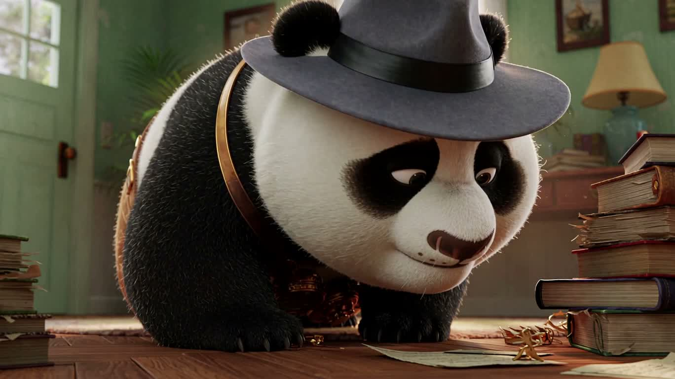 Détective panda steampunk aux couleurs douces — AI video creation