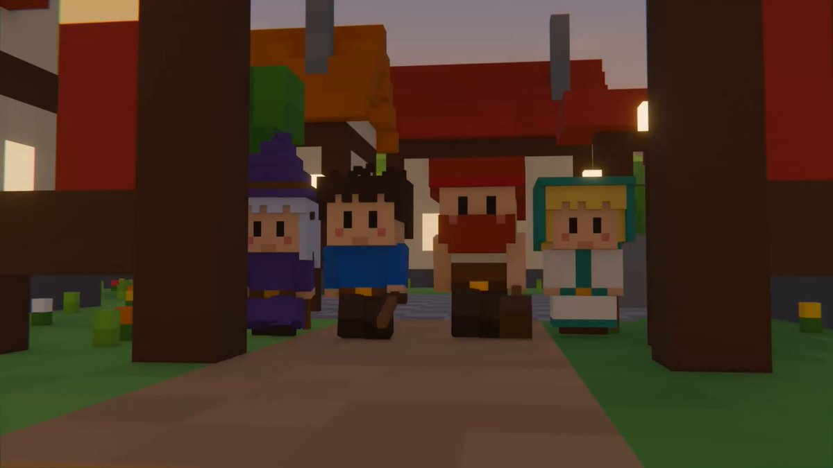 JRPG-style voxel scene made in Blender