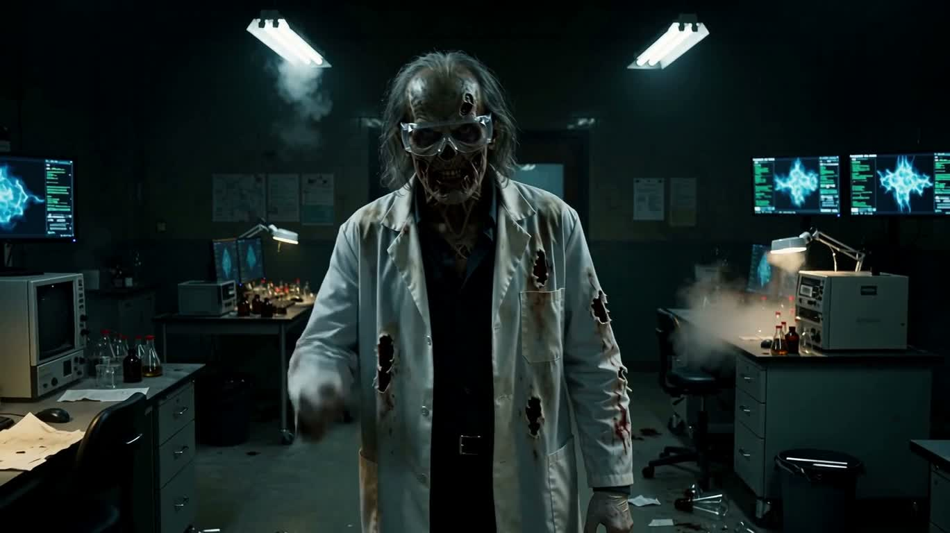 Angry Zombie Scientist — AI video creation