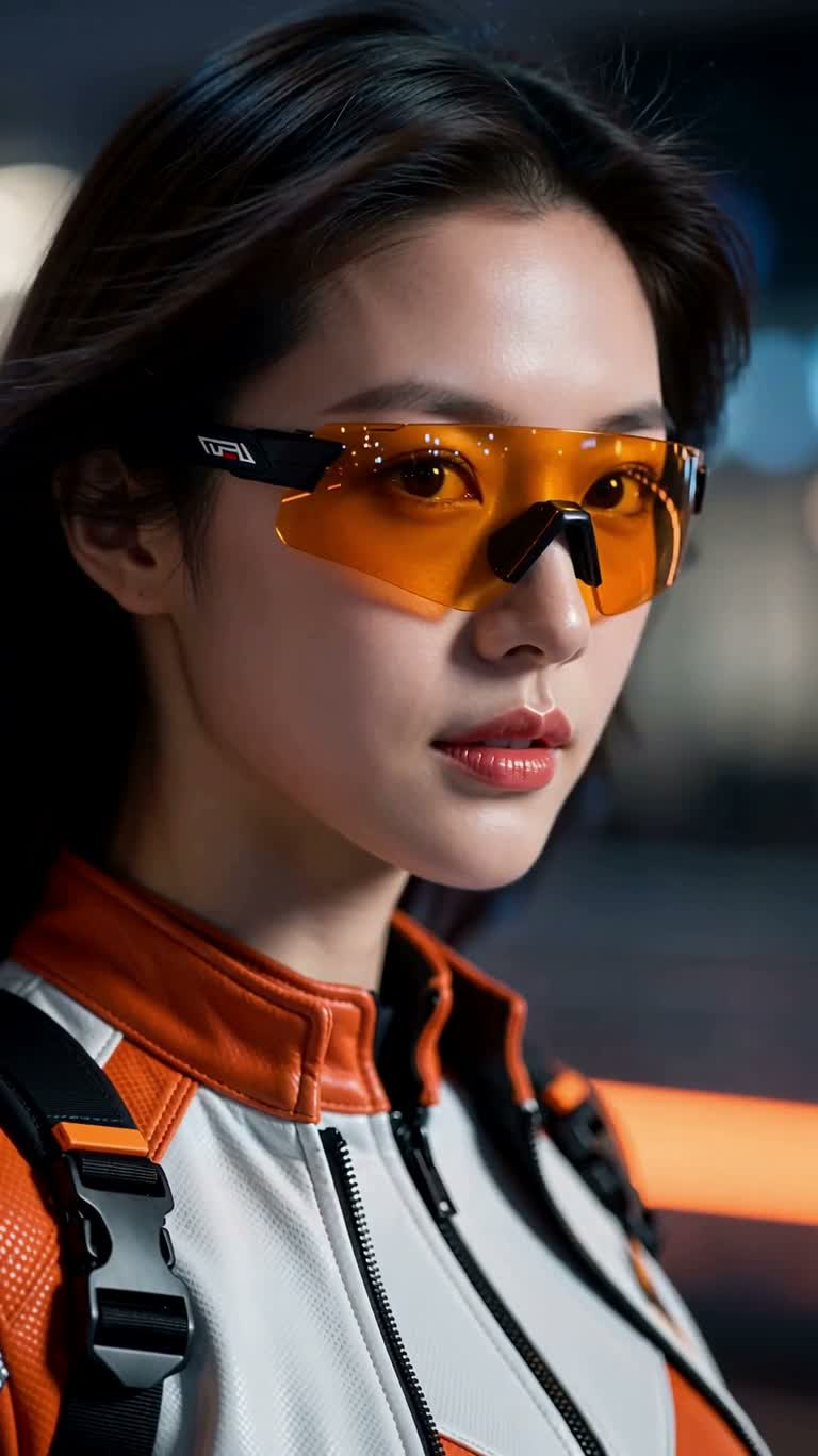 霓虹疾行女英雄肖像 — AI video creation