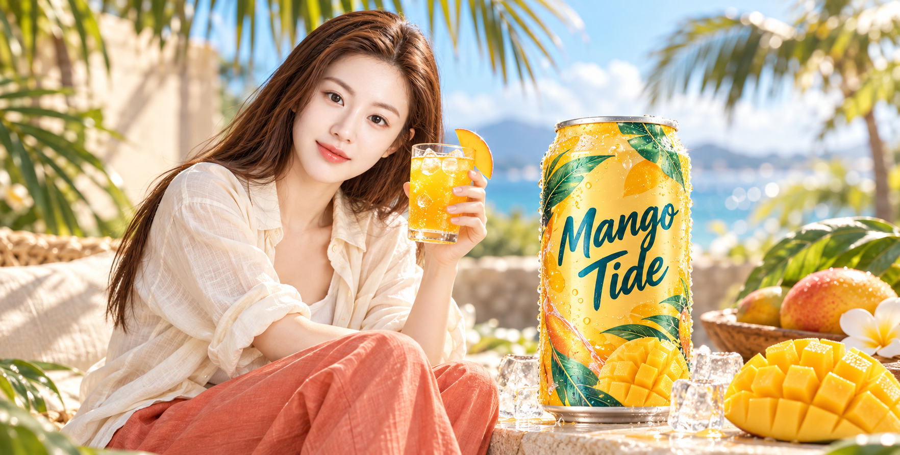热带气息饮品主视觉广告模板 — AI image creation