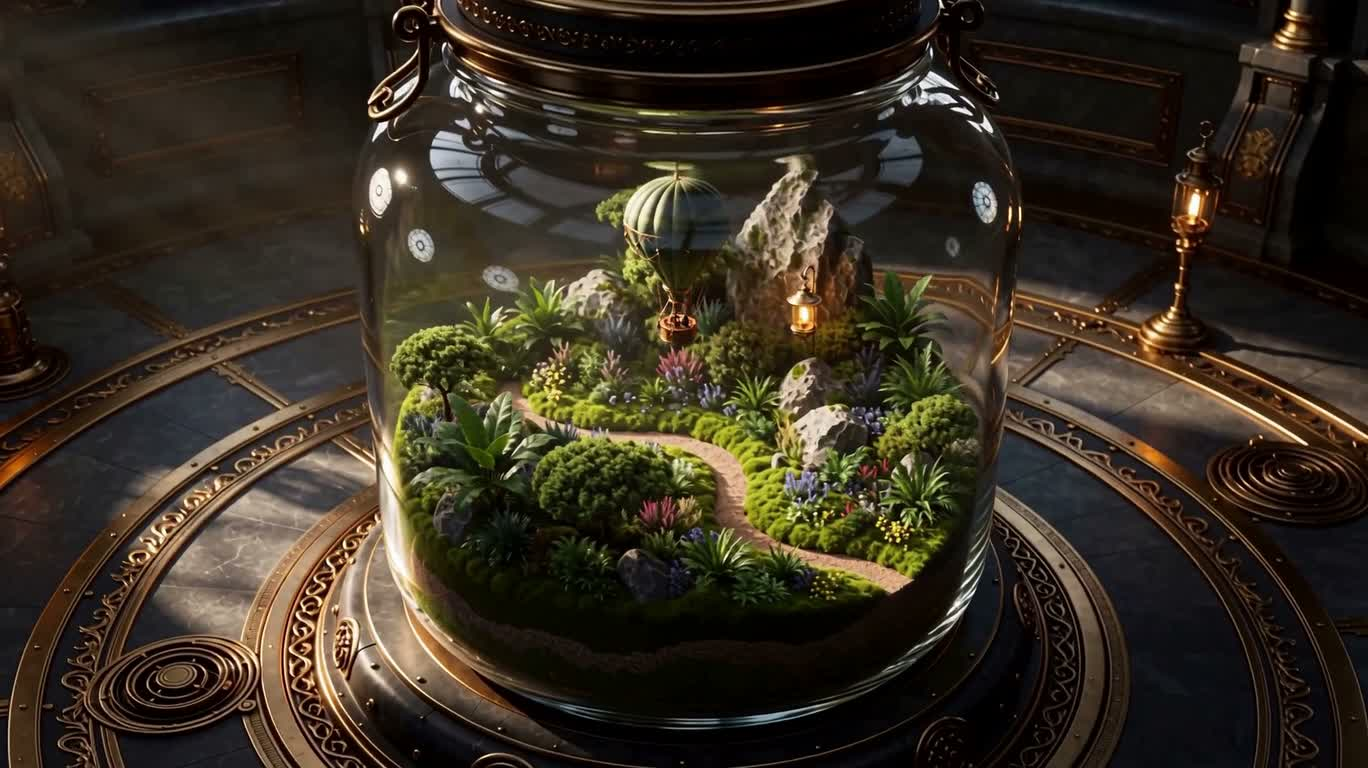 Fantasy Botanical Garden in a Steampunk Glass Jar
