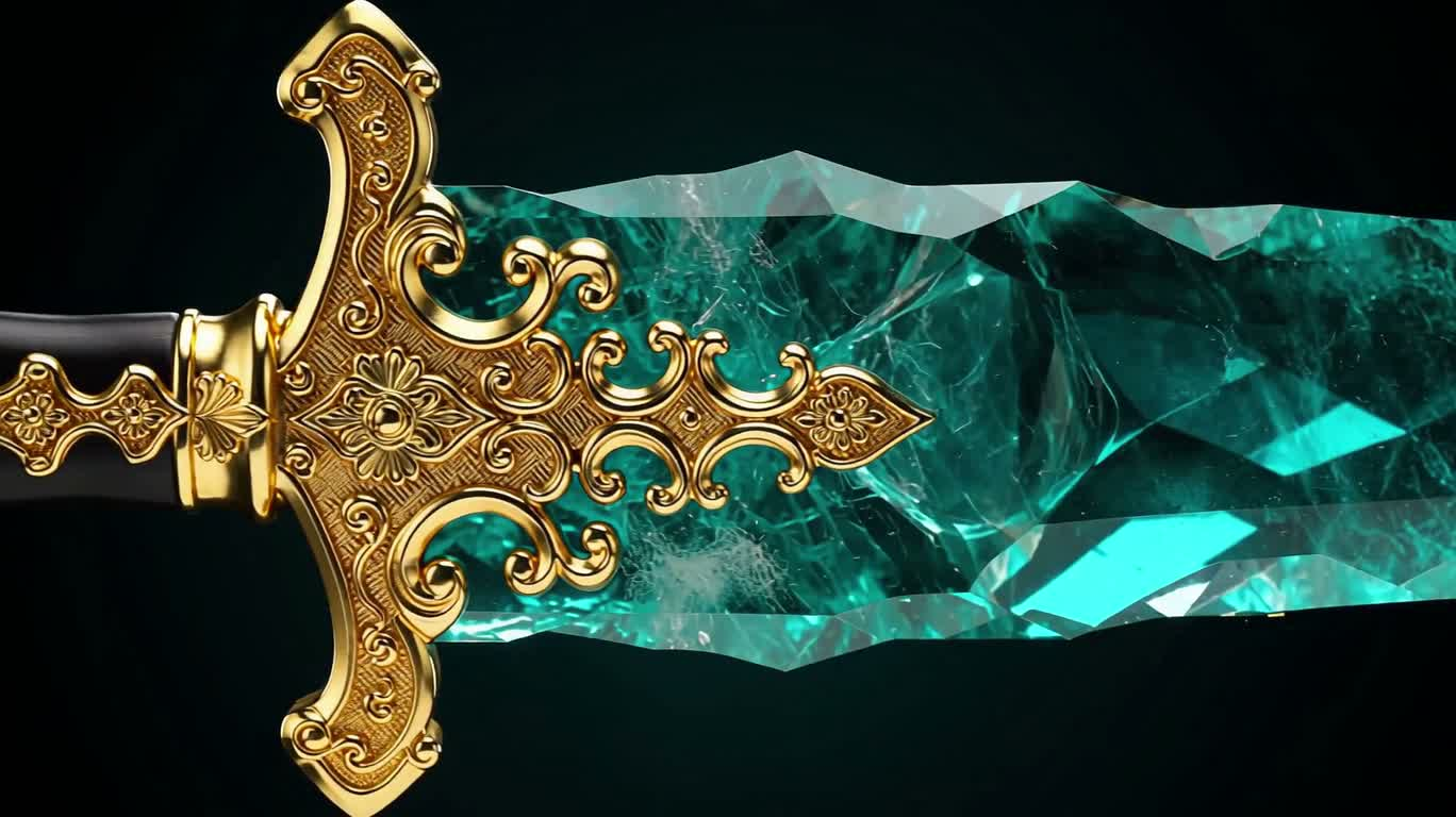Emerald-Gold Crystal Sword