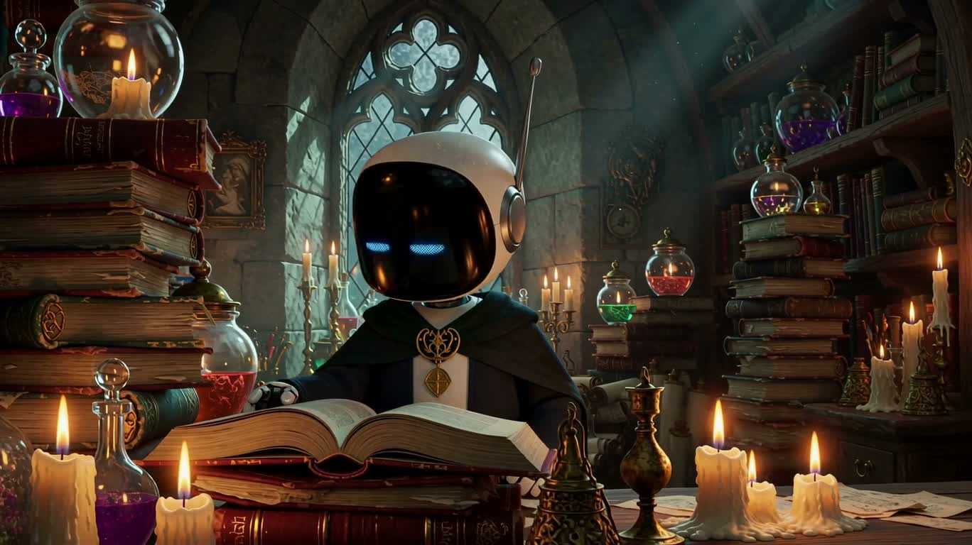 Anthropomorphic Robot in the Magic Library