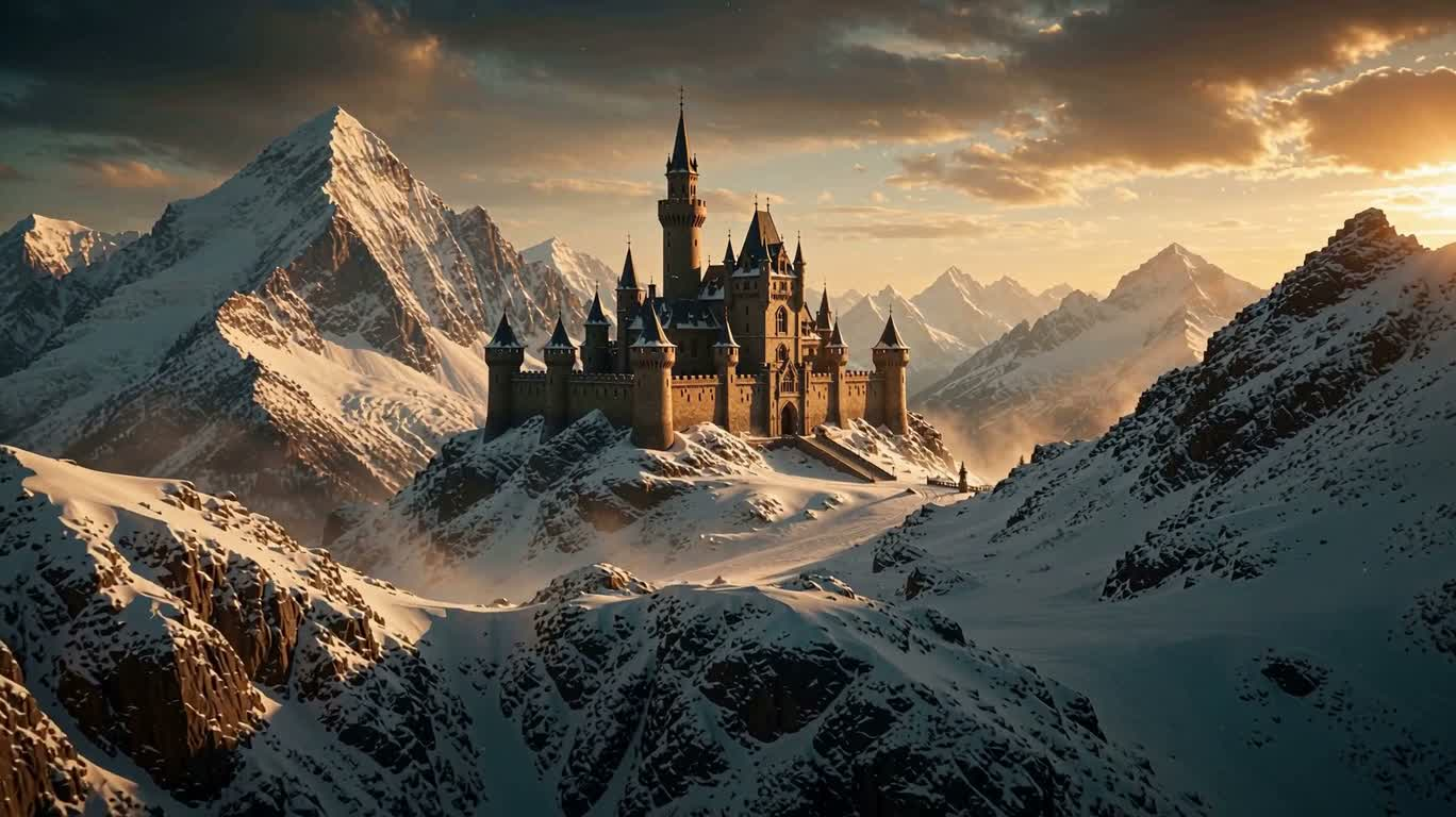Golden Hour at the Snow Mountain Castle