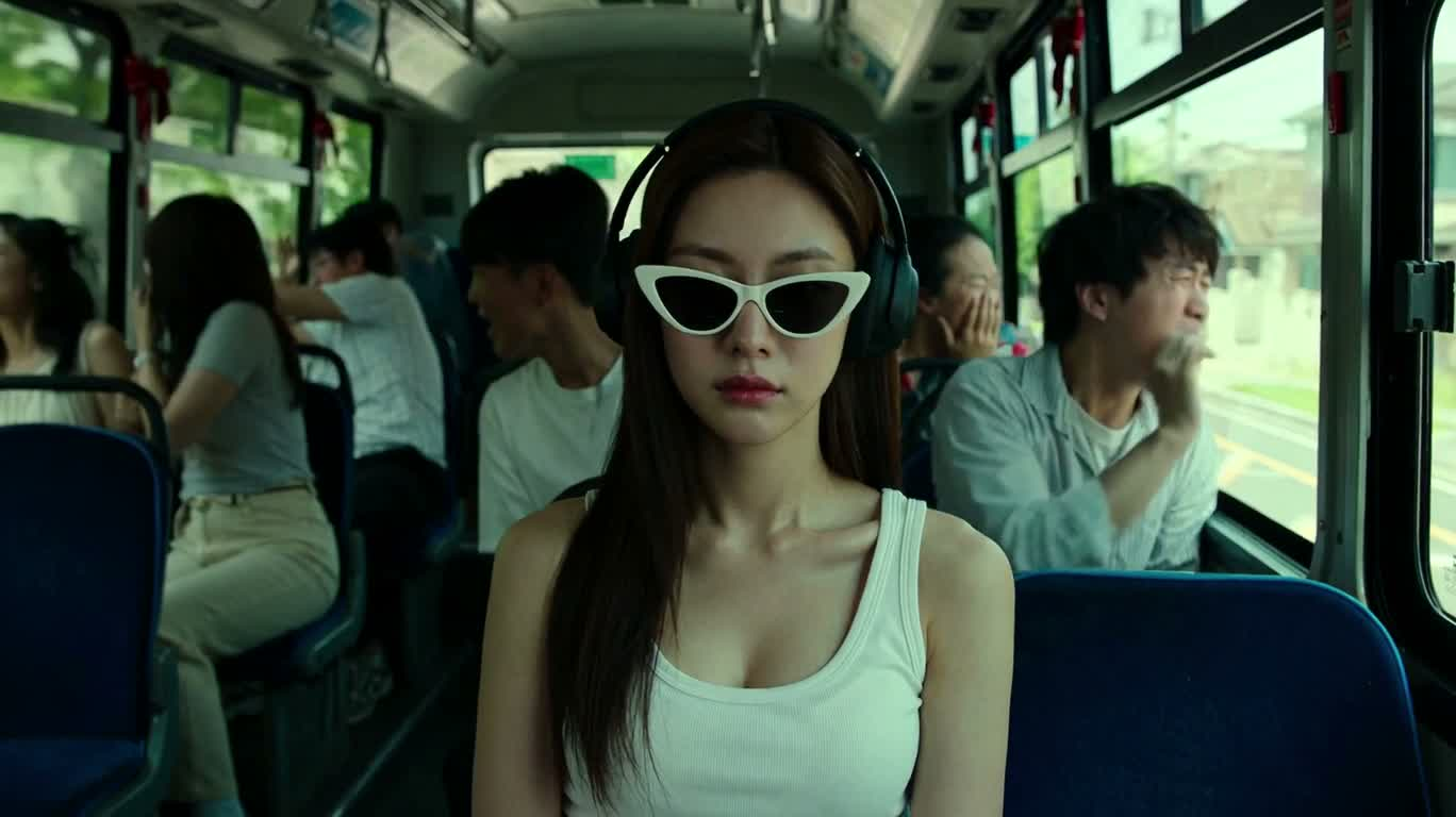 公交车上的机械少女反击 — AI video creation