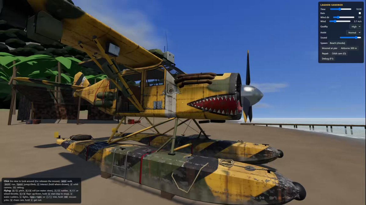 Code-built seaplane 3D model — AI video creation