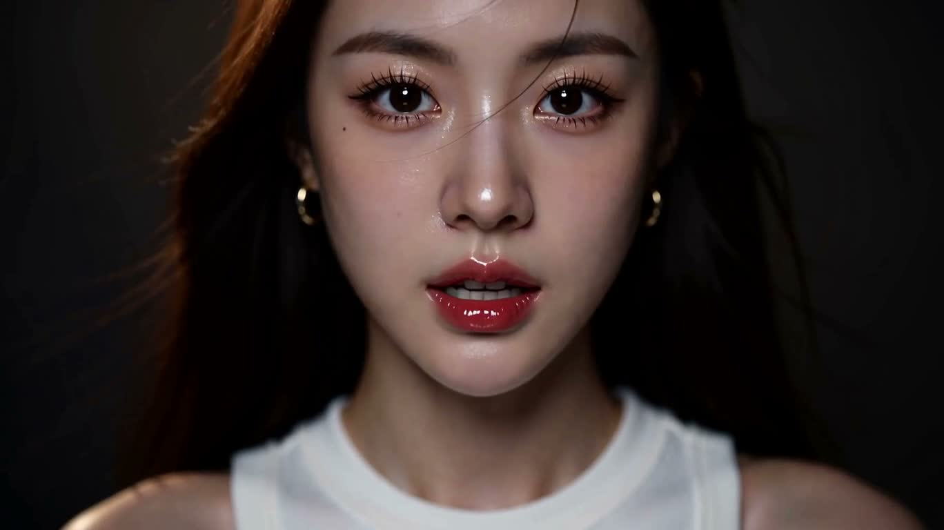 어두운 거울빛 속의 애니메이션 여성