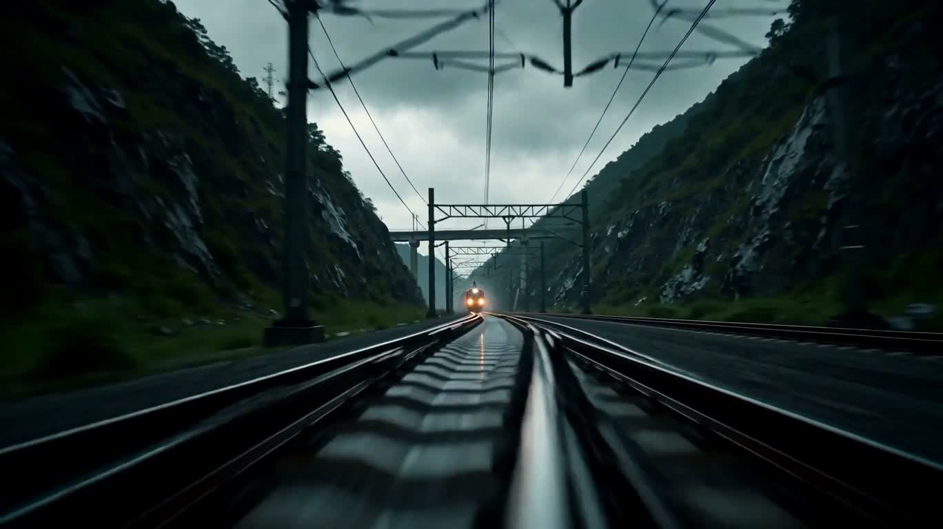 Combat martial dans un train de canyon par nuit de pluie — AI video creation