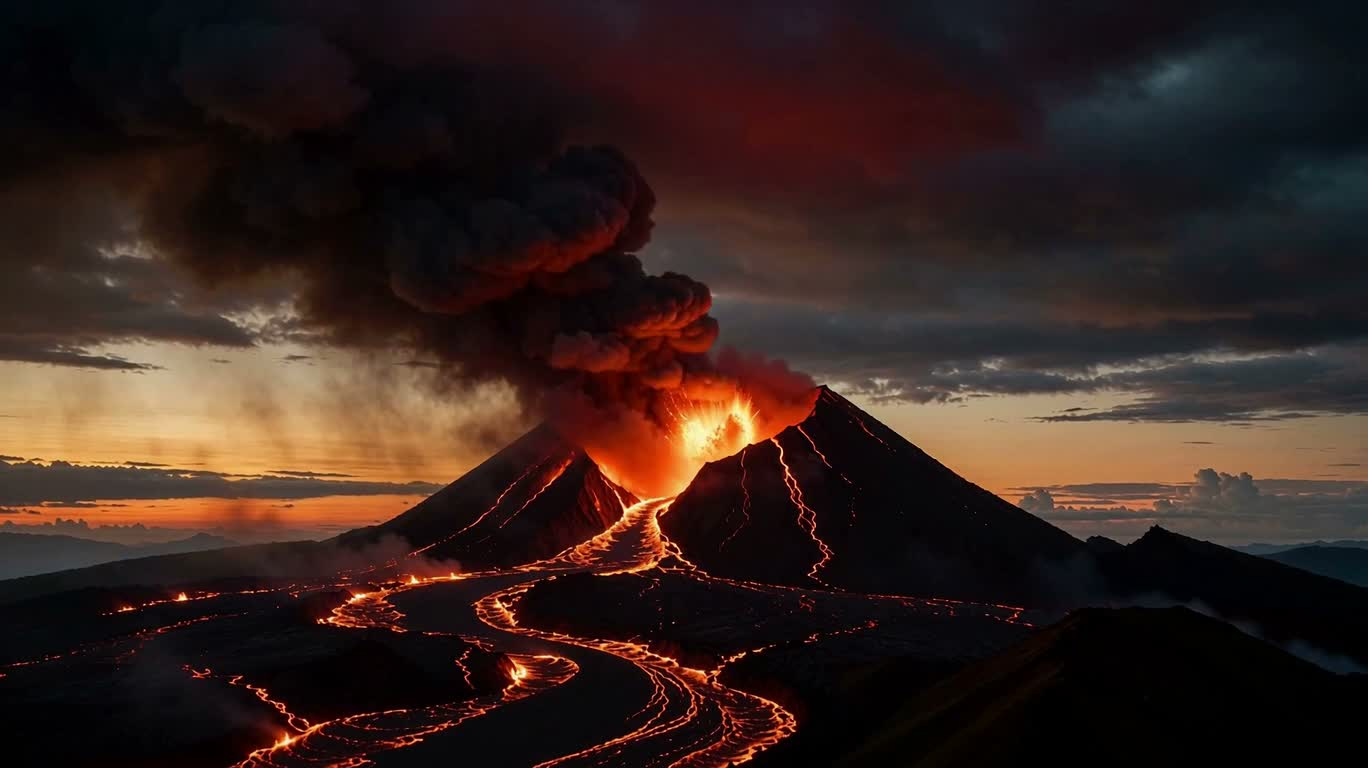 雷霆击火山 — AI video creation