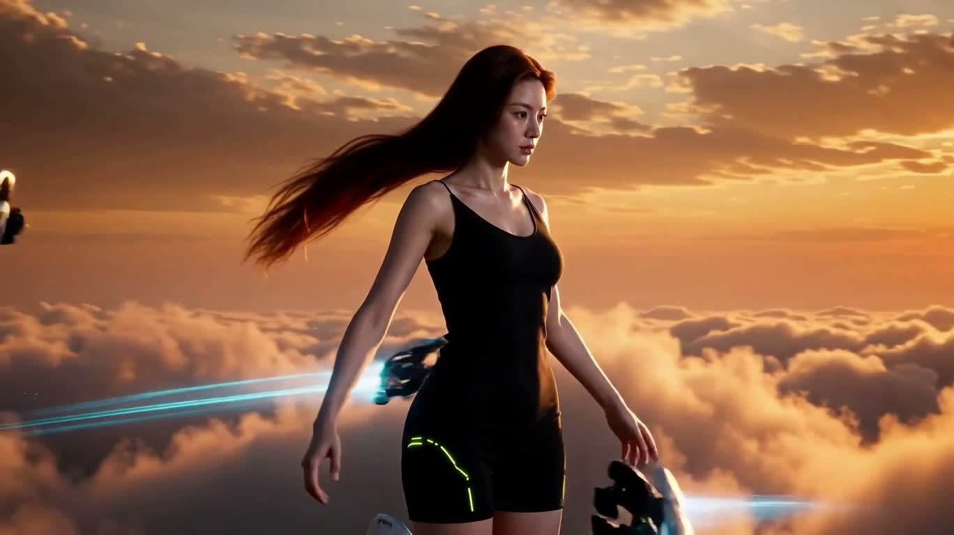 女战士云海装甲觉醒 — AI video creation