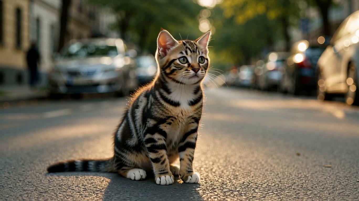 街头小猫获救的温暖瞬间 — AI video creation