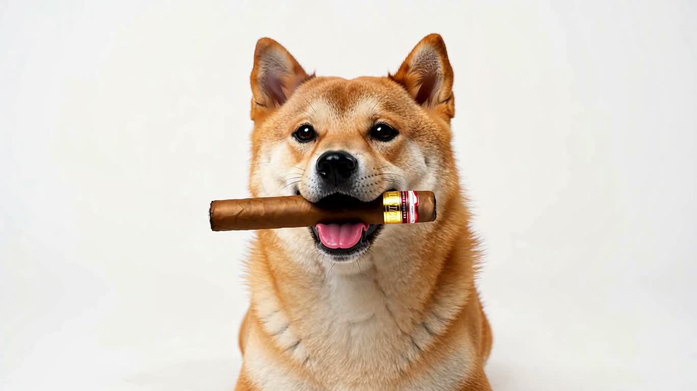 白背景雪茄柴犬 — AI video creation