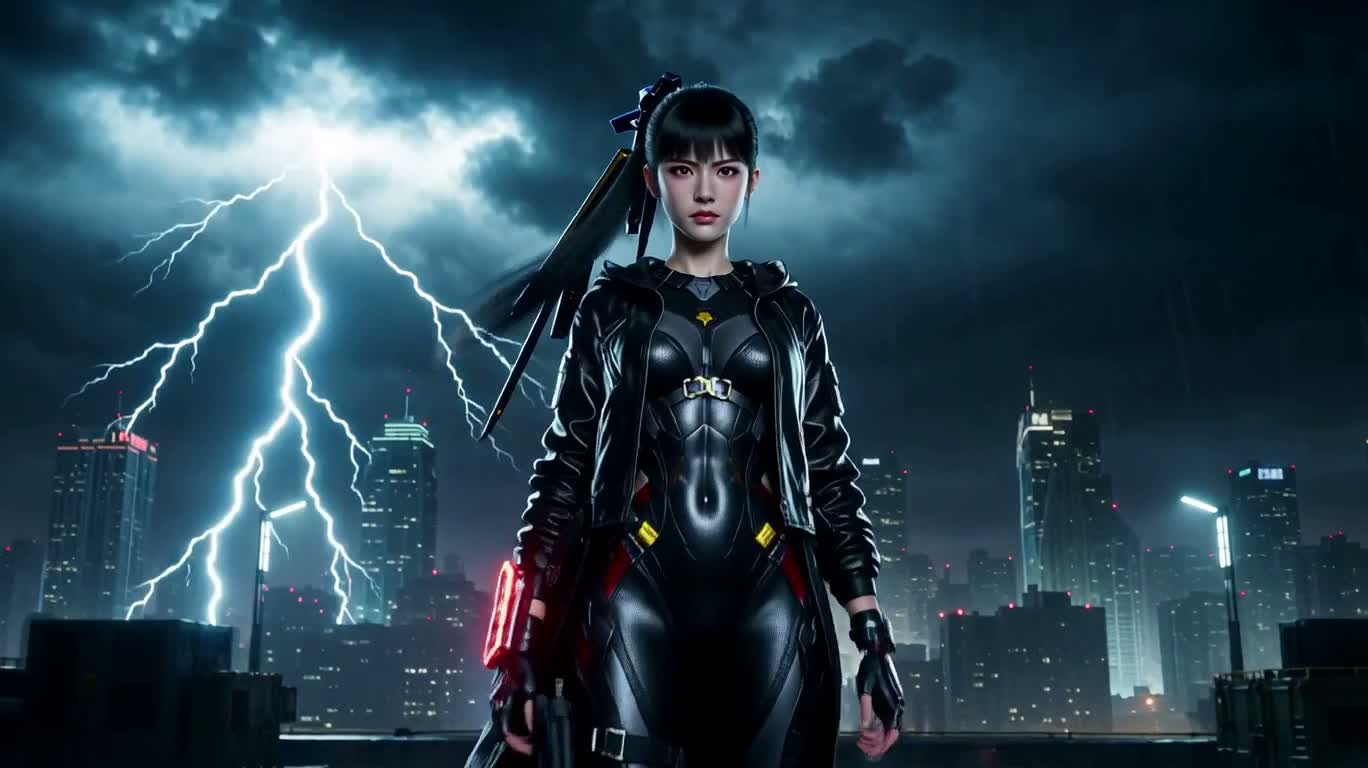 暴雨之夜：女战士觉醒 — AI video creation