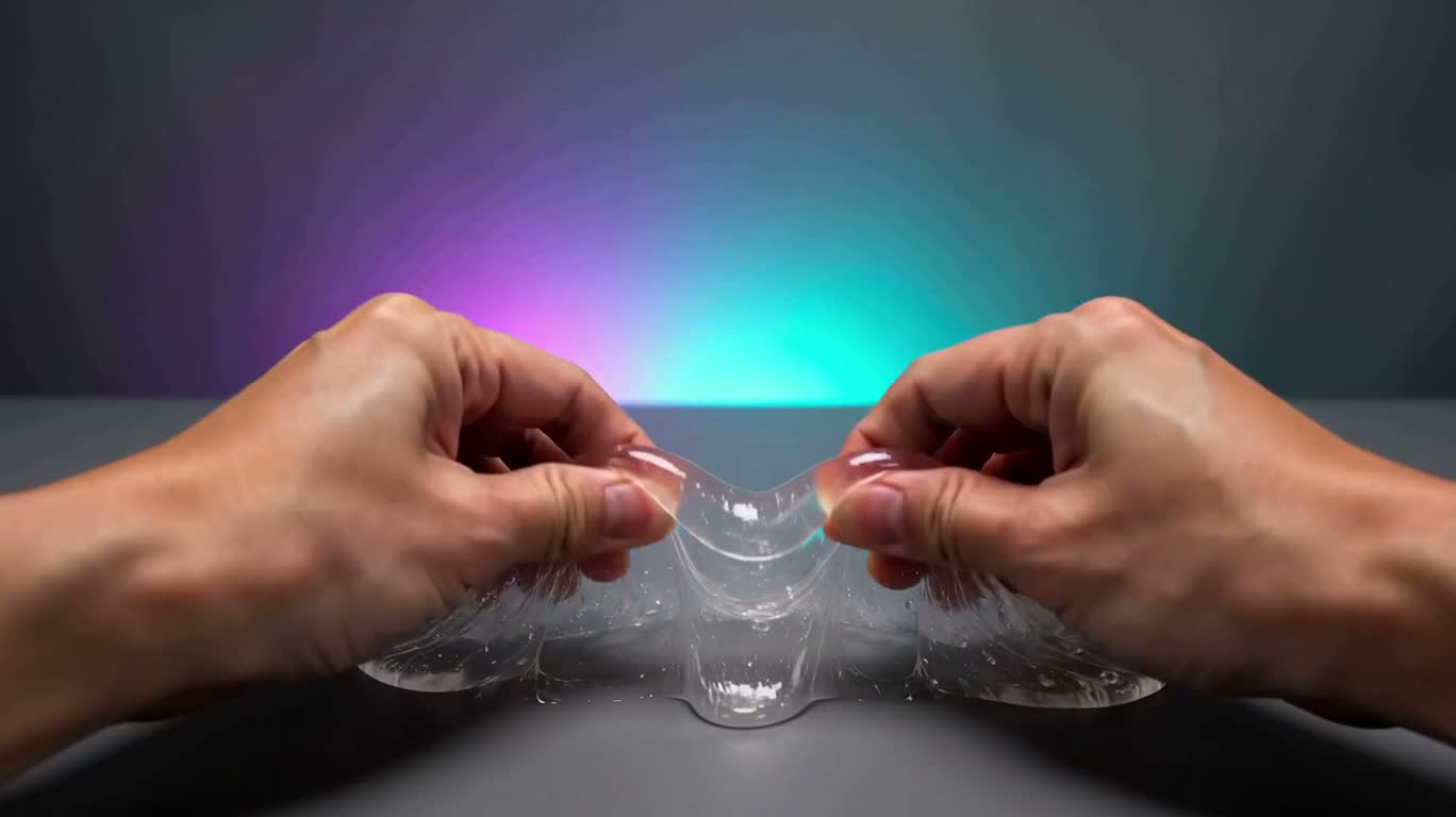青蓝凝胶的拉伸与断裂 — AI video creation