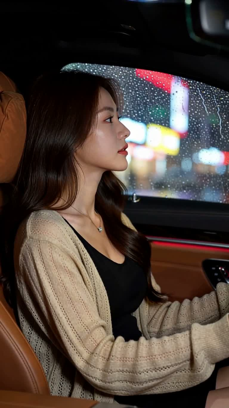 雨夜车厢里的温柔回眸 — AI video creation