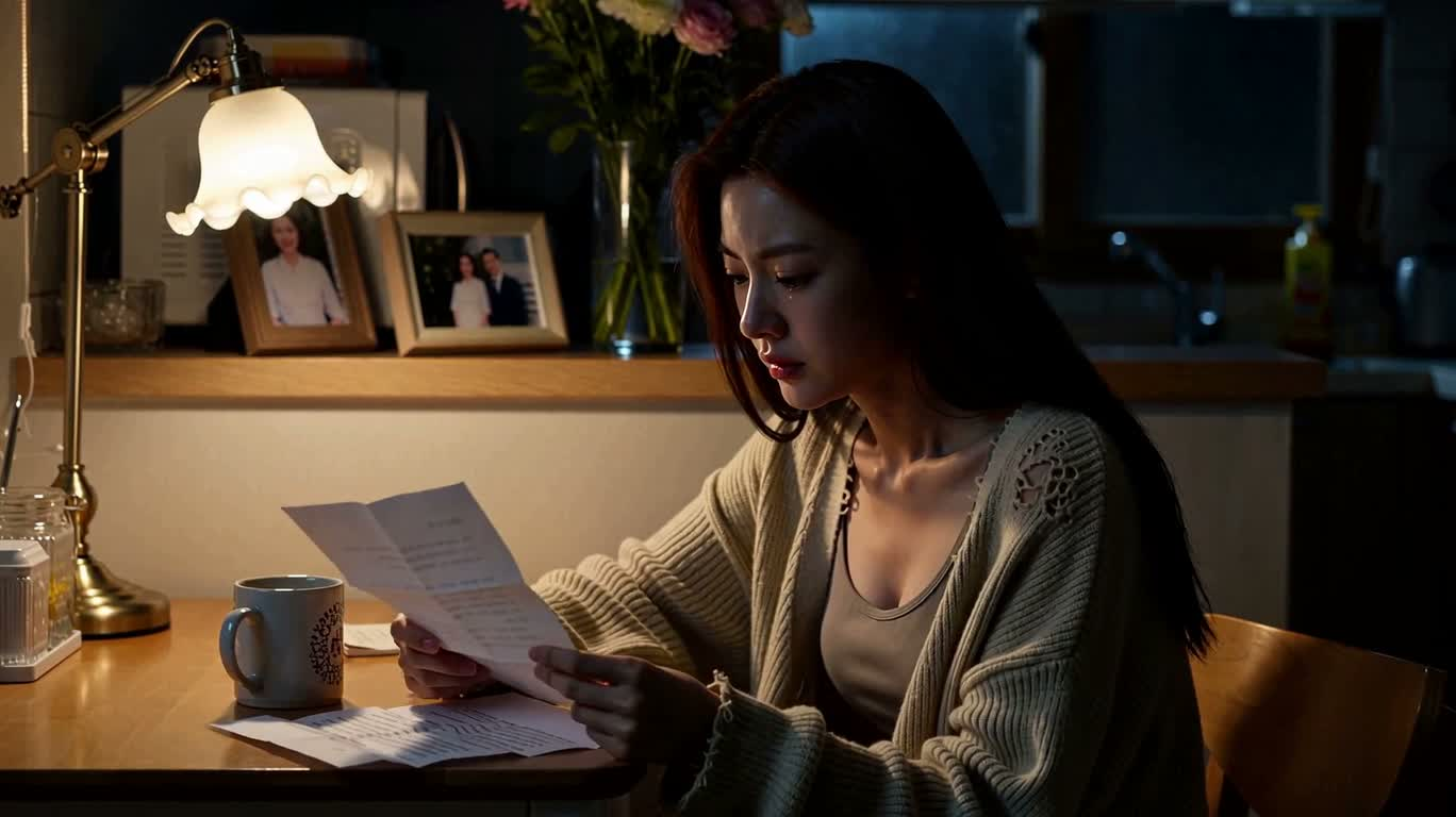 등불 아래 편지를 읽다, 슬픔이 무너지다