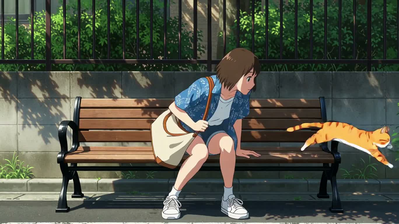 追逐橘猫的夏日奔跑 — AI video creation
