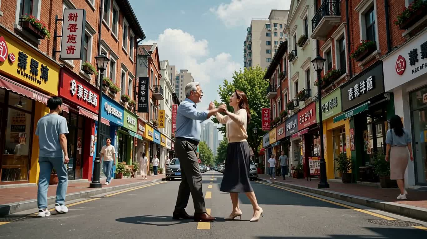 街头银发舞步 — AI video creation