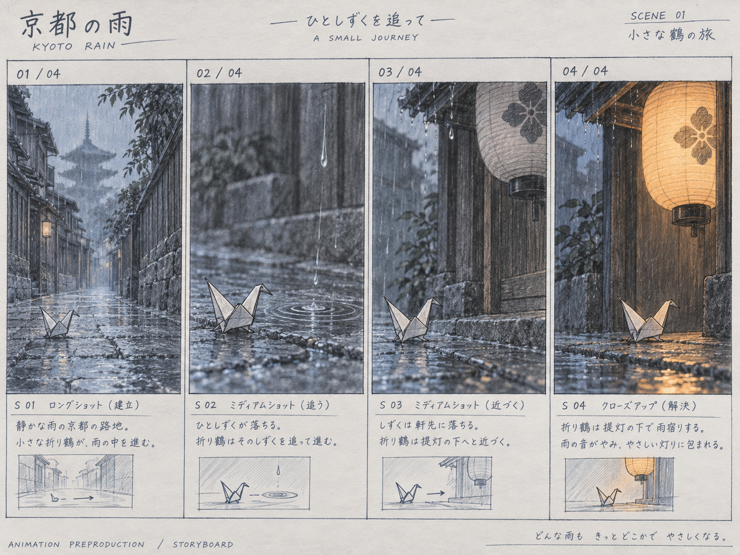 四格日系动画分镜草图模板 — AI image creation