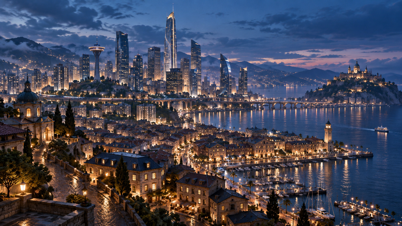 电影感未来都市天际线景观 — AI image creation
