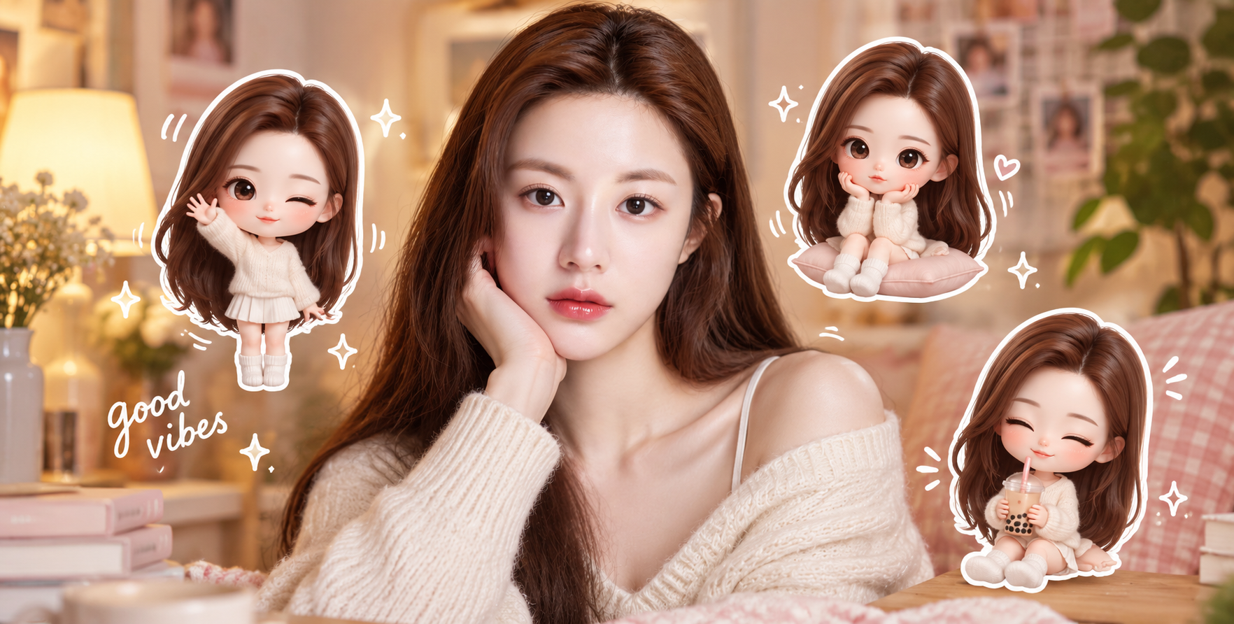 人物肖像与Q版分身手绘涂鸦 — AI image creation