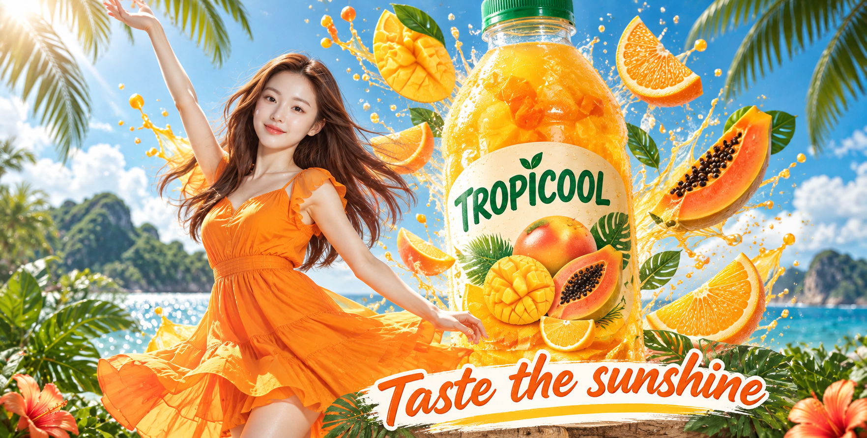 TROPICOOL热带果汁阳光广告海报 — AI image creation