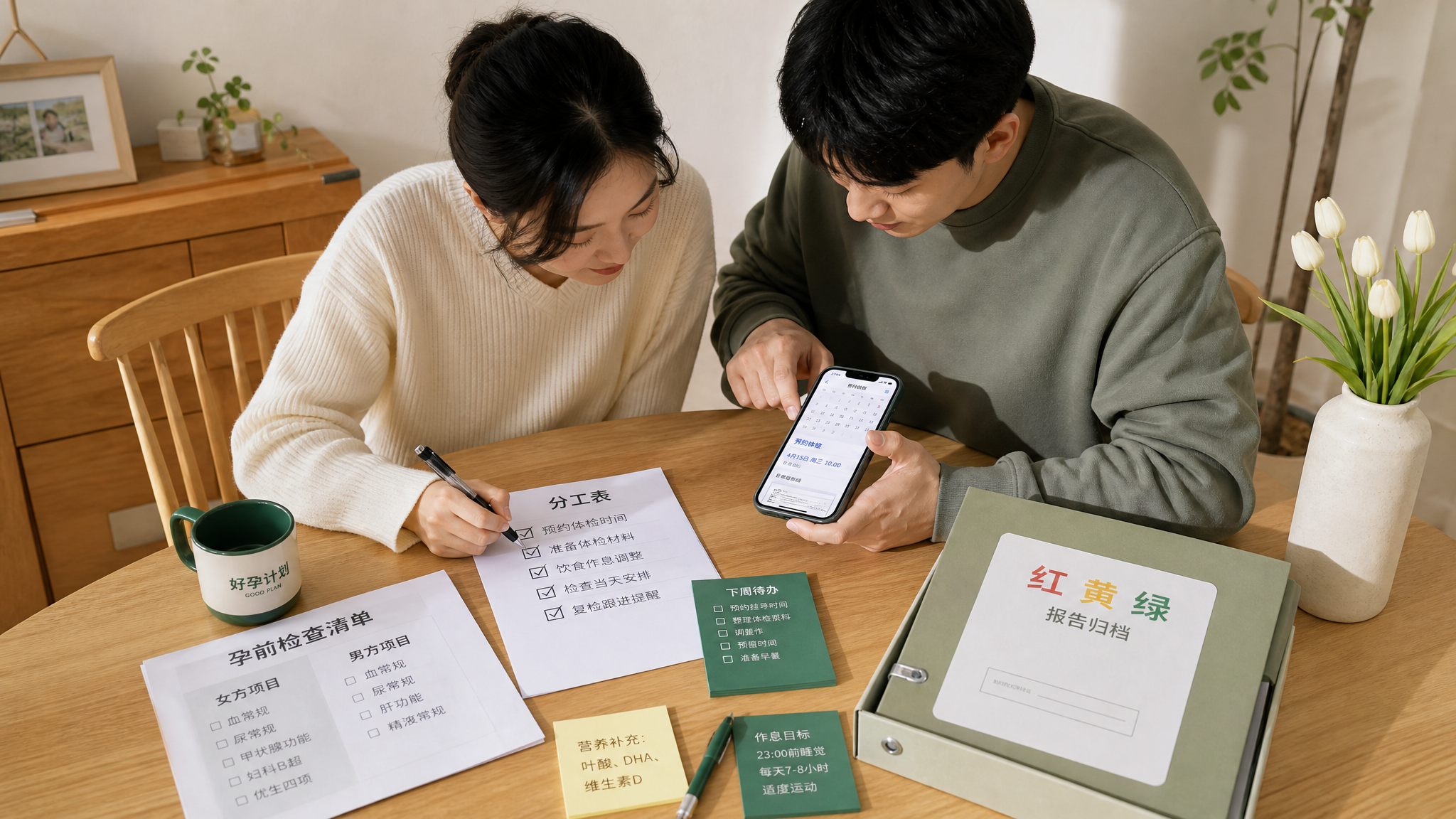 夫妻同检不吵不催：一张分工表+15分钟共读规则